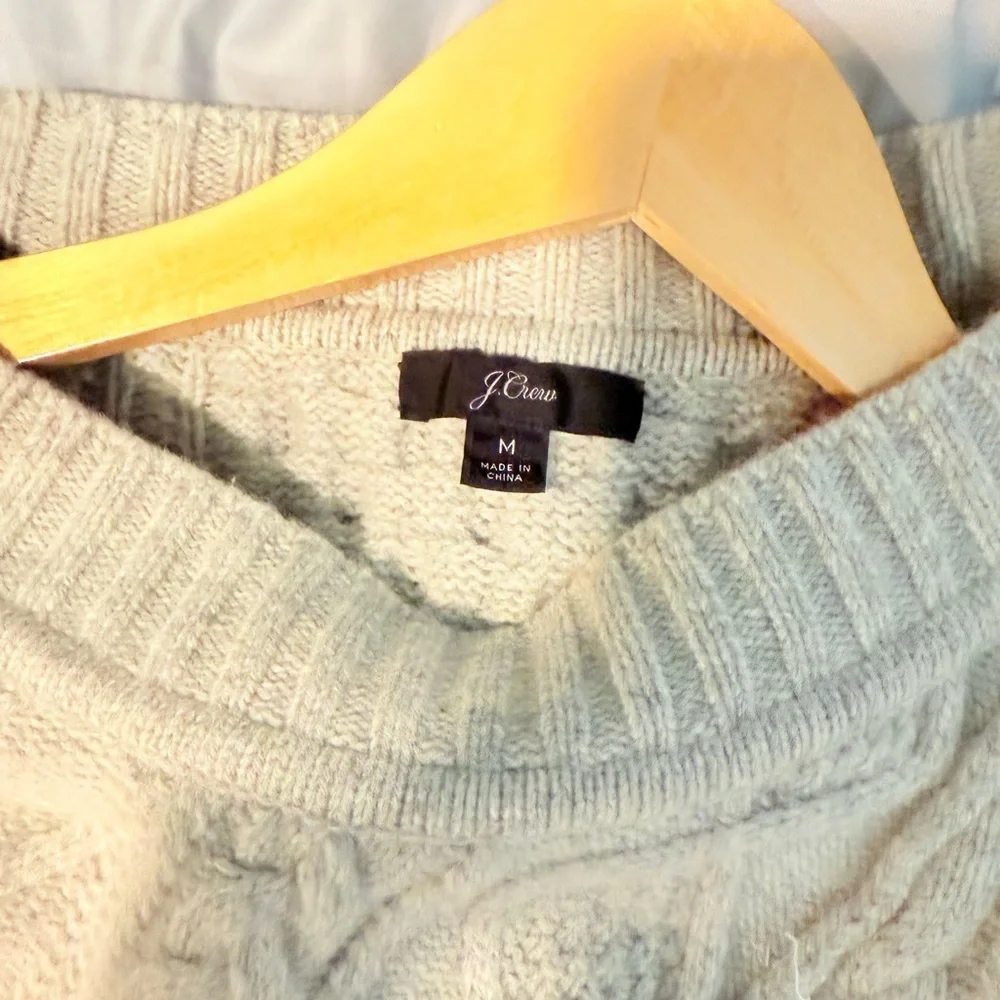J. Crew Cream Cable Knit Crew Neck Sweater